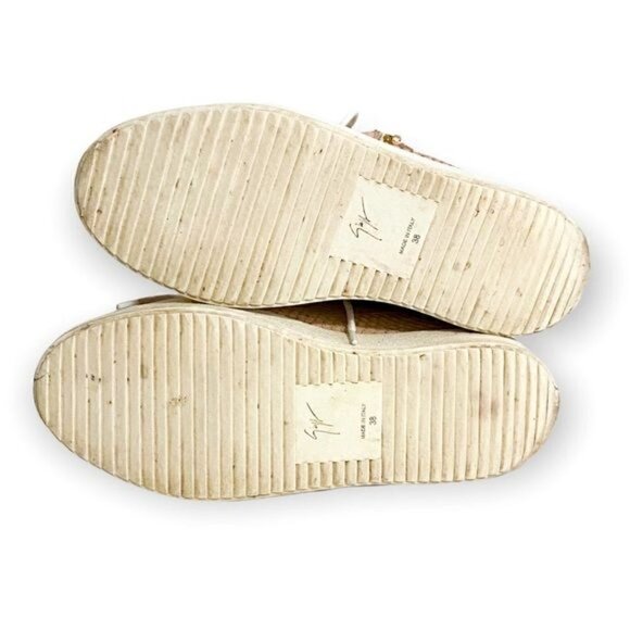 GIUSEPPE ZANOTTI Blush Pink Snake Embossed Leather Sneakers, Size 38EU - Picture 8 of 13